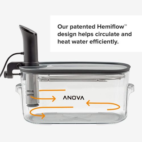  Anova Culinary ANTC01 Sous Vide Cooker Cooking container, Holds Up to 16L of Water, With Removable Lid and Rack