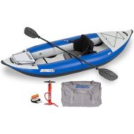 Sea Eagle 300X Explorer Touring, Camping, Fishing Whitewater Inflatable Kayak, Solo, Self-Bailing, Drop Stitch Floor-Paddle, Seat, Pump, Skeg, Bag