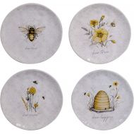 [아마존베스트]Certified International Bee Sweet 8.5 Salad/Dessert Plates, Set of 4 Assorted Designs, Multi Colored