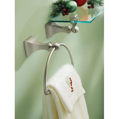  Moen DN8308BN Retreat Collection Double Post Pivoting Toilet Paper Holder, Brushed Nickel AND Moen DN8386BN Retreat Collection Bathroom Hand Towel Ring with Hardware, Brushed Nicke