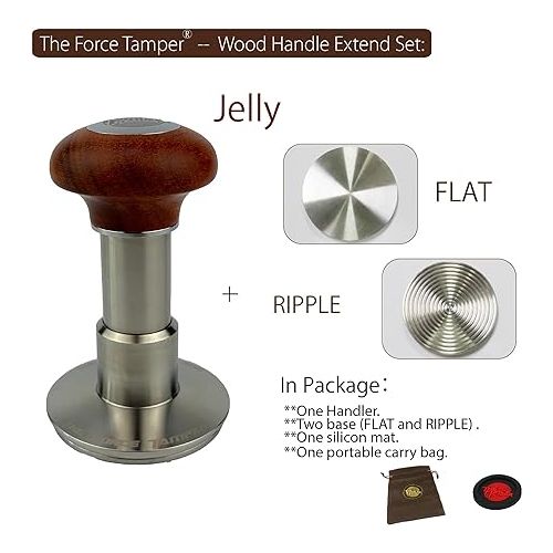 The Force Tamper-Espresso Coffee Tamper Coffee Press Tool Food Grade Stainless Steel Base Extend Set (Jelly, 58.50mm)