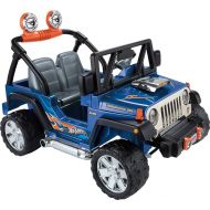 Power Wheels Hot Wheels Jeep Wrangler Ride-On Battery Powered Vehicle with Music Sounds & Storage for Preschool Kids Ages 3+ Years