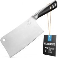Zulay Kitchen Meat Cleaver Butcher Knife - 7 Inch Stainless Steel Cleaver Knife For Meat Cutting With Comfortable Grip Handle - Heavy Duty Professional Chopping Knife For Home Kitc