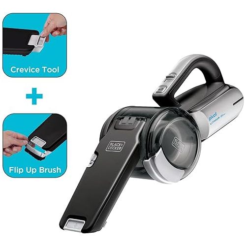  BLACK+DECKER dustbuster PIVOT VAC Cordless Handheld Vacuum, Home and Car Vacuum with Crevice Tool and Pivot Nozzle (BDH2000PL)