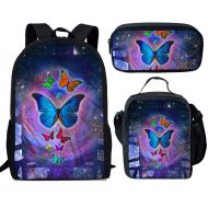 Showudesigns Schoolbag Backpack + Small Lunch Box Food Picnic Bag + Pencil Case for Kids Girls Beautiful