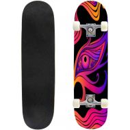 Mulluspa Classic Concave Skateboard Psychedelic Colorful Eye and Waves Fantastic Art with Decorative Eye Longboard Maple Deck Extreme Sports and Outdoors Double Kick Trick for Beginners and