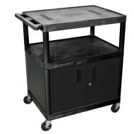 Luxor LUXOR LE40C-B Endura Cart with 3 Shelves and Cabinet, Black