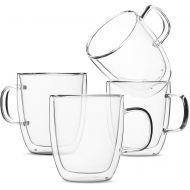 [아마존베스트]Brew To A Tea BTaT- Insulated Coffee Mugs, Glass Tea Mugs, Set of 4 (12 oz, 350 ml), Double Wall Glass Coffee Cups, Tea Cups, Latte Cups, Glass Coffee Mug, Beer Glasses, Latte Mug, Clear Mugs, G