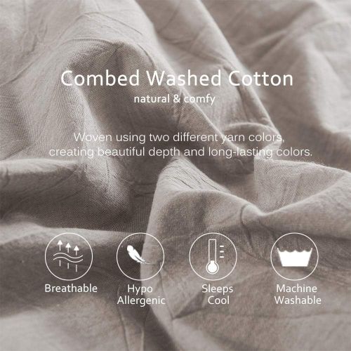  [아마존베스트]DAUAOTO College Dorm Bedding Set (1 Duvet Cover + 1 Pillow Sham), Comfy Textured, Breathable & Easy Care (Beige, Twin XL)