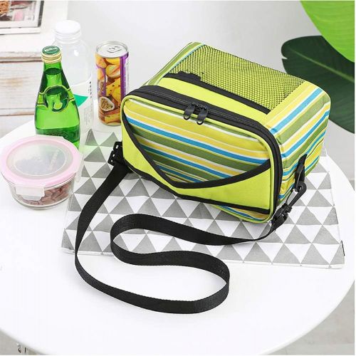  Teerwere Picnic Basket Portable Striped Insulation Bag Oxford Ice Pack Lunch Eco Lunch Bag Picnic Bag Picnic Baskets with lid (Color : Green)