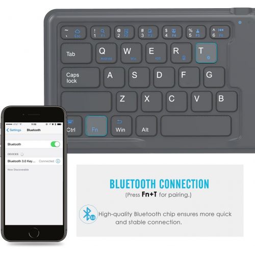  [아마존베스트]MoKo Wireless Bluetooth Keyboard, Ultra-Thin Foldable Rechargeable Keyboard for iPhone, iPad 9.7, iPad pro, Fire HD 10, Compatible with All iOS, Android and Windows Tablets Smartph