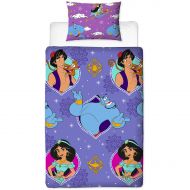 Character World Disney Aladdin Single Duvet Cover | Officially Licensed Reversible Two Sided Bedding Featuring Princess Jasmine & The Genie with Matching Pillow Case
