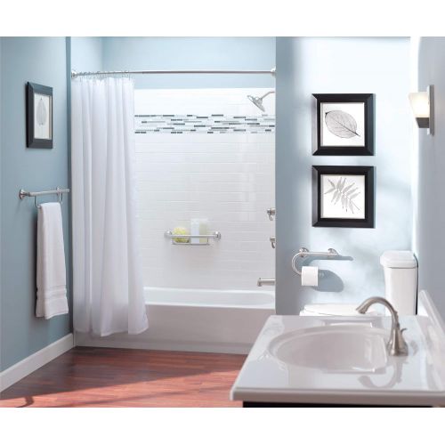  Moen LR2352DBN Home Care 8-Inch Grab Bar with Integrated Toilet Paper Holder, Brushed Nickel