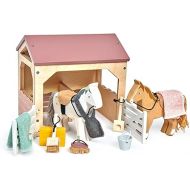 Tender Leaf Toys - The Stables - 13 Pcs Imaginative Horse Stables Play Set with and Accessories - Animal Learning Pretend Play and Promote Creativity - Age 3+