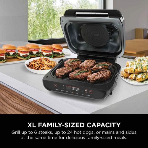  Amazon Renewed Ninja FG551 Foodi Smart XL 6-in-1 Indoor Grill with 4-Quart Air Fryer Roast Bake Dehydrate Broil and Leave-in Thermometer, with Extra Large Capacity, and a stainless steel Finish (