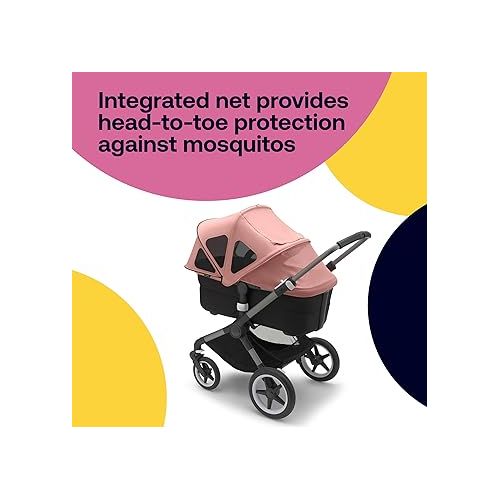  Bugaboo Breezy Sun Canopy, Extendable for Extra Coverage and Optimal Sun Protection, Water Repellent, Compatible with Fox/Cameleon 3/Lynx Strollers (Morning Pink)