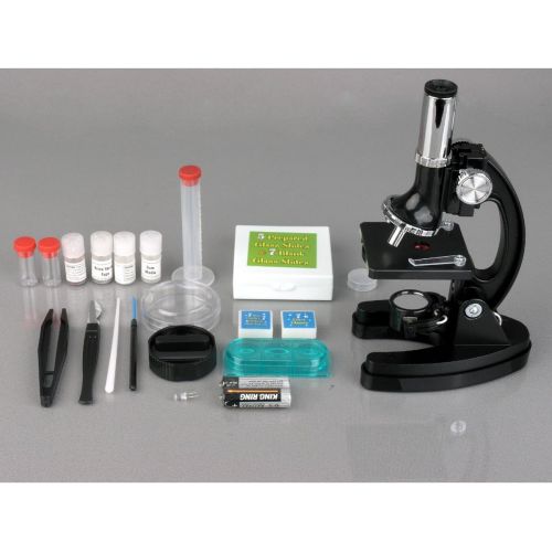  [아마존베스트]AmScope 120X-1200X 52-pcs Kids Beginner Microscope STEM Kit with Metal Body Microscope, Plastic Slides, LED Light and Carrying Box (M30-ABS-KT51),Black