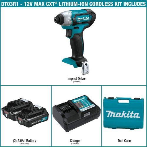  [아마존베스트]Makita DT03R1 12V Max CXT Lithium-Ion Cordless Impact Driver Kit