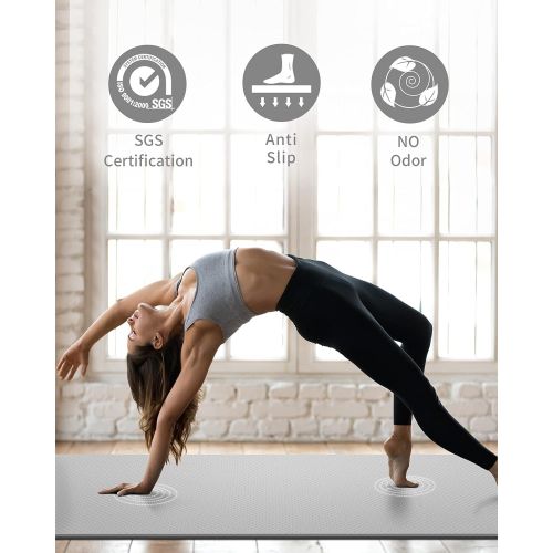  CAMBIVO Extra Wide Yoga Mat for Women and Men (72x 32x 1/4), Eco-Friendly SGS Certified, Large TPE Exercise Fitness Mat for Yoga, Pilates, Workout