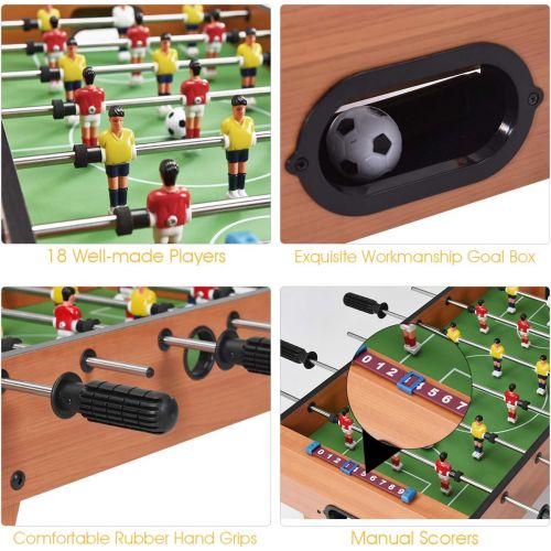 자이언텍스 Giantex 27 Foosball Table, Easily Assemble Wooden Soccer Game Table Top w/ Footballs, Indoor Table Soccer Set for Arcades, Game Room, Bars, Parties, Family Night