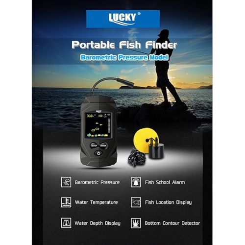  LUCKY Display Portable Fish Finder Sensor Wired Handheld Depth Finder Sonar Sea Kayak Fish Finders Transducer