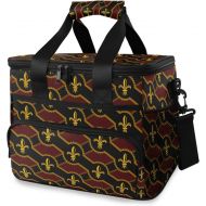 ALAZA Gold Fleur De Lis On Red Large Capacity Cooler Tote Insulated Lunch Bag Lunch Cooler Bag