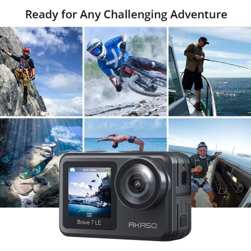  AKASO Brave 7 LE 4K30FPS 20MP WiFi Action Camera with Touch Screen Vlog Camera EIS 2.0 Remote Control 131 Feet Underwater Camera with 2X 1350mAh Batteries
