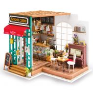 HMANE DIY Dollhouse Kit Miniature Furniture Assembly Model Toys with LED Light Best Birthday Gift for Women and Girls - (Cafe)