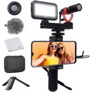 [아마존베스트]Movo Smartphone Video Kit V1 Vlogging Kit with Tripod, Grip Rig, Movo VXR10 Shotgun Microphone, LED Light and Wireless Remote - YouTube Equipment Compatible with iPhone, Android Sa