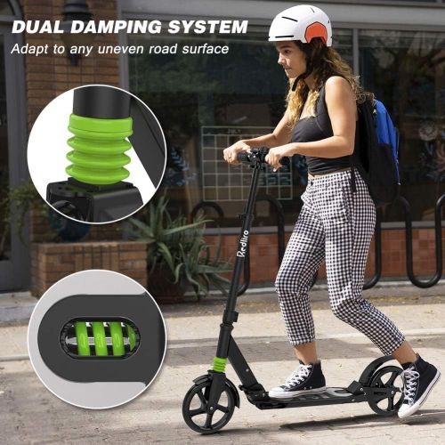  REDLIRO Kick Scooter for Teens, Foldable Big Wheel Scooter for Adults, Easy to Carry, Adjustable Height, Double Suspension, Great Gift Selection for Boys and Girls