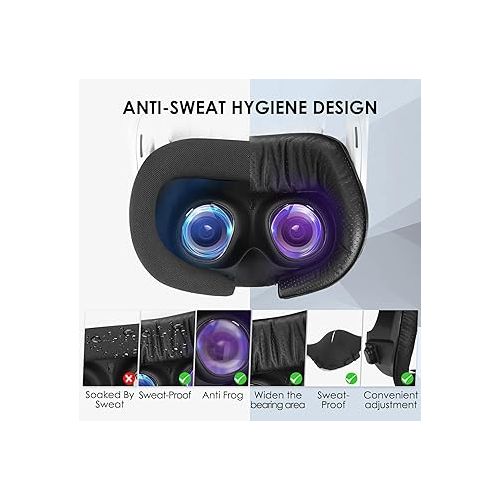  Esimen Widen Foam Face Covers & VR Facial Interface for Oculus Meta Quest 3 | Removable Facial Interface Frame Anti-Leakage Nose Pad & Lens Cover Breathable Ice Silk Cotton