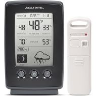 AcuRite Digital Weather Forecaster with Indoor/Outdoor Temperature, Humidity, and Moon Phase (00829), Black
