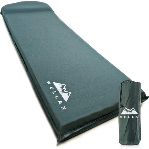  [아마존베스트]WELLAX UltraThick FlexFoam Sleeping Pad - Self-Inflating 3 Inches Camping Mat for Backpacking, Traveling and Hiking - 3inch Thickness for Better Stability & Support