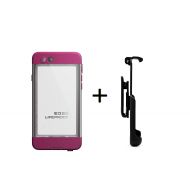 LifeProof NUUD iPhone 6 Waterproof Case (4.7 Version) - Pink Pursuit (White/Deep Pink) + Belt Clip Holster