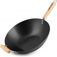 [아마존베스트]Aroma Housewares 14 Heavy Duty Carbon Steel Cookware (ANW-102) Non-Stick Wok, black