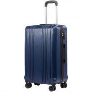 COOLIFE Coolife Luggage Expandable Suitcase PC+ABS with TSA Lock Spinner 20in 24in 28in (navy, M(24IN))