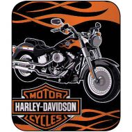 A Harley Davidson Fat Boy Plush Super Plush Throw Blanket Twin 60x80