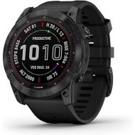 Garmin fenix 7X Sapphire Solar, Larger sized adventure smartwatch, with Solar Charging Capabilities, rugged outdoor watch with GPS, touchscreen, wellness features, black DLC titanium with black band