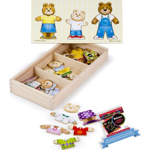  Melissa & Doug Wooden Bear Family Dress-Up Puzzle & 1 Scratch Art Mini-Pad Bundle (03770)