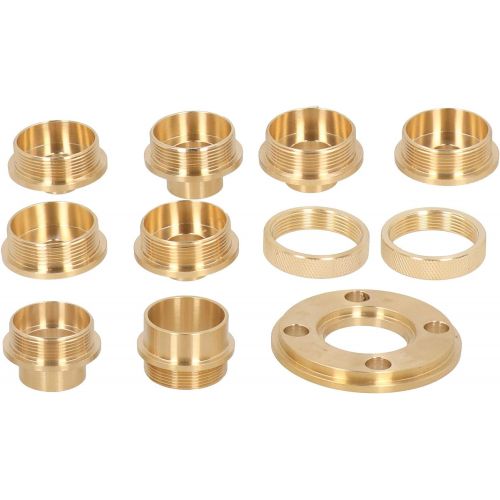  Aramox Template Router Guides Kit, Brass Guide Bushing Set with Lock Nut Adapter Portable Router Accessory with Storage Case for Milling Industry Cutout Work Dovetailing Hinge Routing, 11
