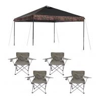 OZARK TRAIL 10 x 10 Instant 100 sq. ft. Cooling SpaceGazebo Bundle Realtree Xtra and Classic Folding Camp Chairs, Set of 4