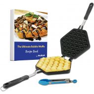[아마존베스트]Bubble Waffle Maker Pan by StarBlue with FREE Recipe ebook and Tongs - Make Crispy Hong Kong Style Egg Waffle in 5 Minutes