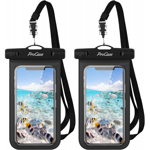  [아마존베스트]ProCase Universal Waterproof Pouch IPX8 Waterproof Cellphone Dry Bag Underwater Case for iPhone 12 Pro Max 11 Pro Max Xs Max XR X 8 7 6S, Galaxy S20 Ultra S10 S9 S8/Note10 9 up to