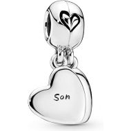 Pandora Mother & Son Heart Split Dangle Charm - Compatible Moments Bracelets - Jewelry for Women - Gift for Women in Your Life - Made with Sterling Silver & Enamel