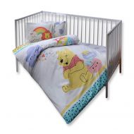 100% Organic Cotton Soft and Healthy Baby Crib Bed Duvet Cover Set 4 Pieces, Winnie The Pooh Hunny Baby Bedding Set