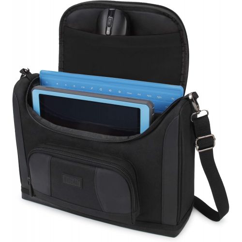  [아마존베스트]USA GEAR Compact Tablet Messenger Bag Compatible with Lenovo Smart Tab 10.1, Galaxy Tab A 10.1, Galaxy Tab S5e 10.5 - Durable Exterior, Shoulder Strap, Padded Adjustable Interior D