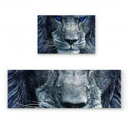 BMALL Kitchen Rug Mat Set of 2 Piece Blue Eyes Lion Head Inside Outside Entrance Rugs Runner Rug Home Decor 23.6x35.4in+23.6x70.9in