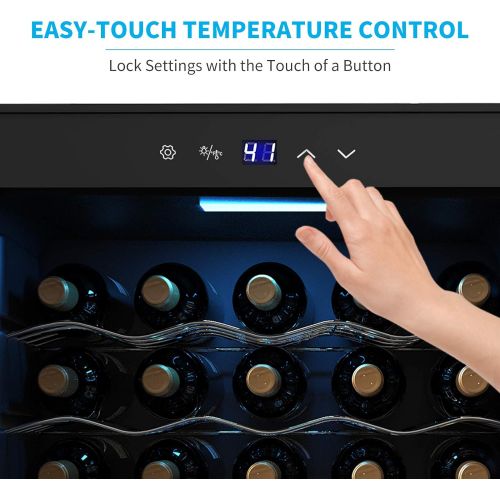  [아마존베스트]KUPPET 19 Bottles Wine Cooler, KUPPET Compressor Freestanding Chiller-Counter Top Red/White Wine, Beer and Champagne Wine Cellar-Digital Temperature Display-Double-layer Glass Door