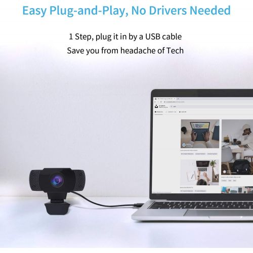  [아마존베스트]1080P Webcam with Microphone, Wansview USB 2.0 Desktop Laptop Computer Web Camera with Auto Light Correction, Plug and Play, for Video Streaming, Conference, Game,Study