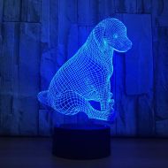 KKXXYD 7 Color Change 3D Creative Visual Night Light Led Cute Dog USB Touch Animal Desk Lamp Living Room Decor Lighting Fixture